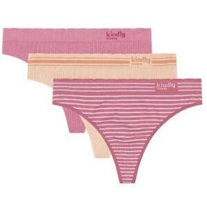 Kindly Yours 3-Pack Sustainable Seamless Thongs Panties Women’s Size XS 0-2 Pink